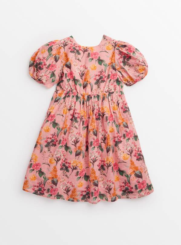 Pink Floral Woven Short Sleeve Dress 11 years